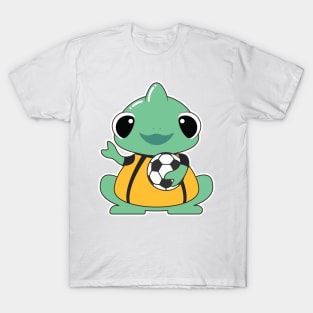 Chameleon as Goalkeeper with Soccer ball T-Shirt